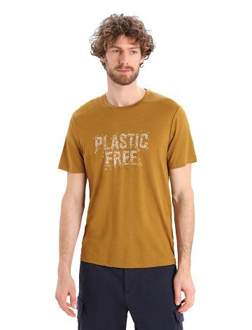 Clove Men's Icebreaker Merino Tech Lite II Short Sleeve Plastic Free T Shirts | USA 1186MQZA